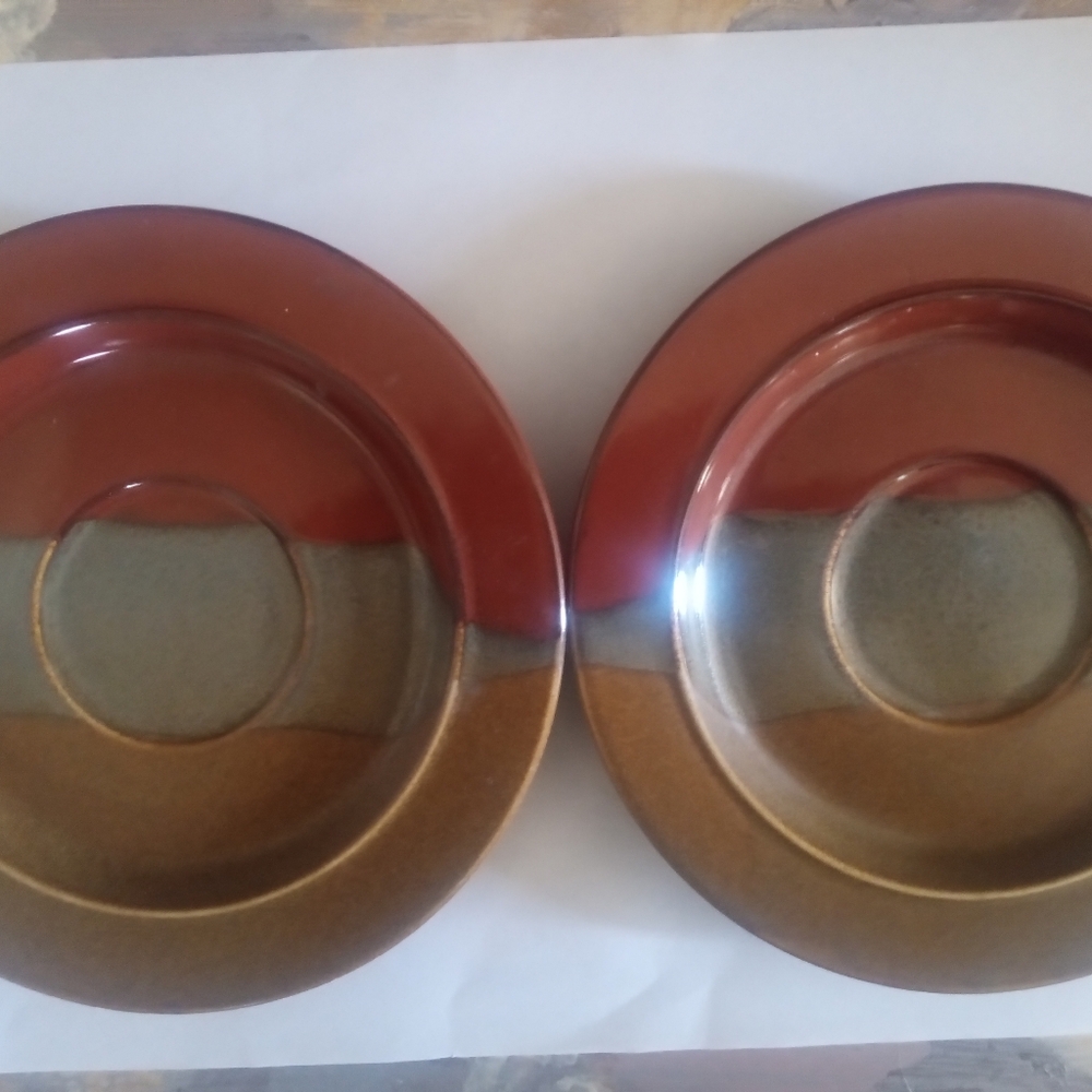 Sunset stripe Pfaltzgraff Brown and Red Ceramic Plates 6 Inch Set Of Two